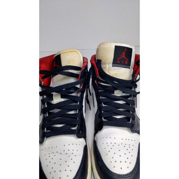 Size 9- Air Jordan 1 Mid Black Sail Gym Red W - Picture 2 of 7